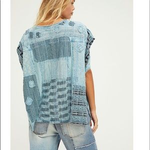 NEW FREE PEOPLE PATCH ME UP PATCHWORK TEE SHIRT